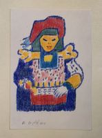 Walter Ropélé 1934 Orig. Oelkreide/Papier handsig. 21cmx15cm