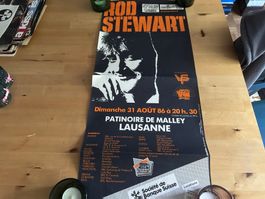 ROD STEWART rares original Konzert Poster Lausanne 8.1986