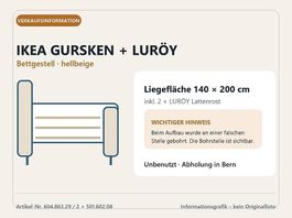 IKEA GURSKEN Bett 140×200 + 2× LURÖY  unbenutzt