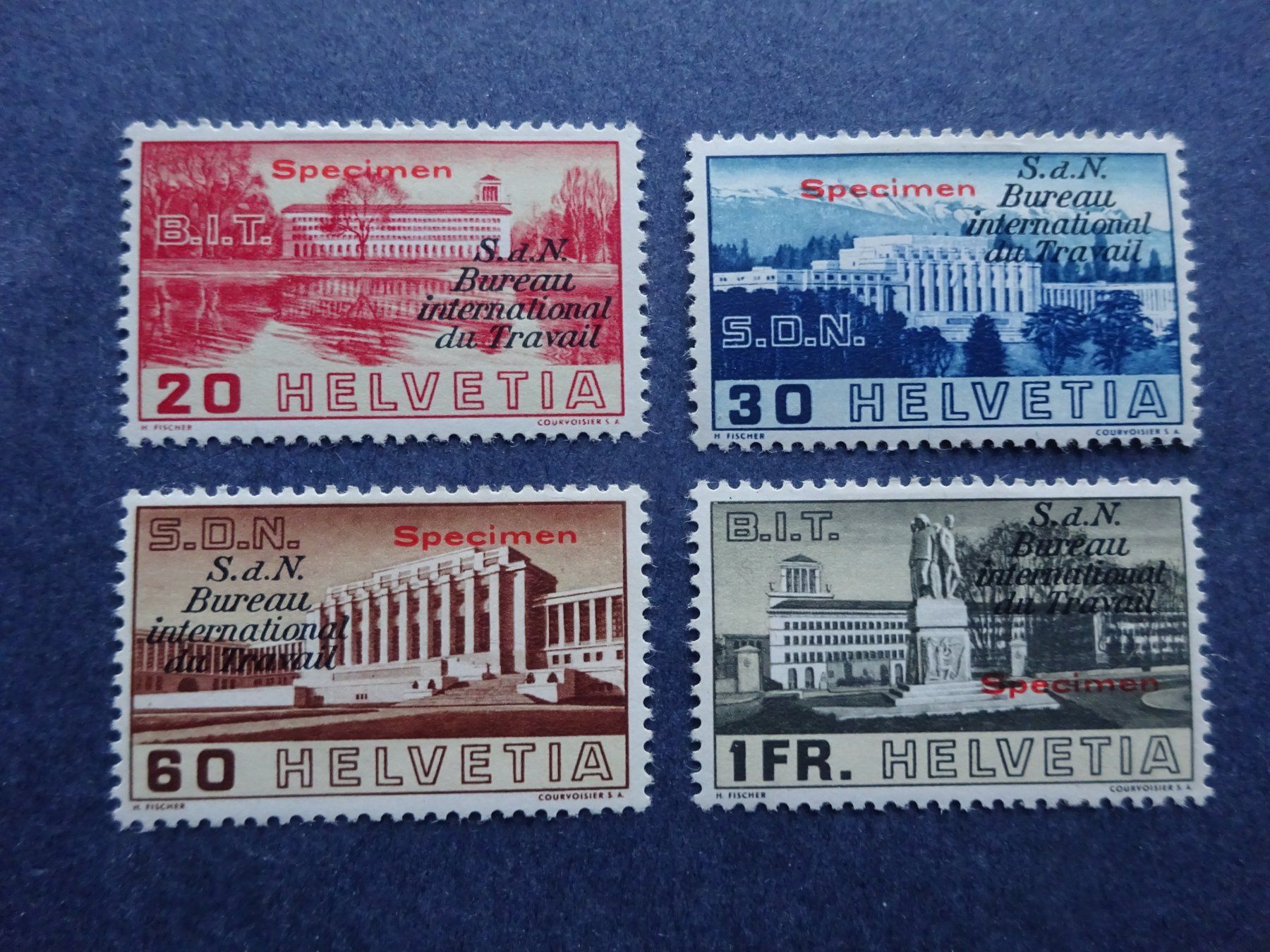 Tous les timbres: 1938 BIT 49 - 52 SPECIMEN postfrisch* - SELTEN- SBK2026 700 – D'occasion à Appenzell-Steinegg par adi1975
