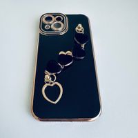 Hülle Cover Etui Case Lila für iPhone 15 mit Herzkette