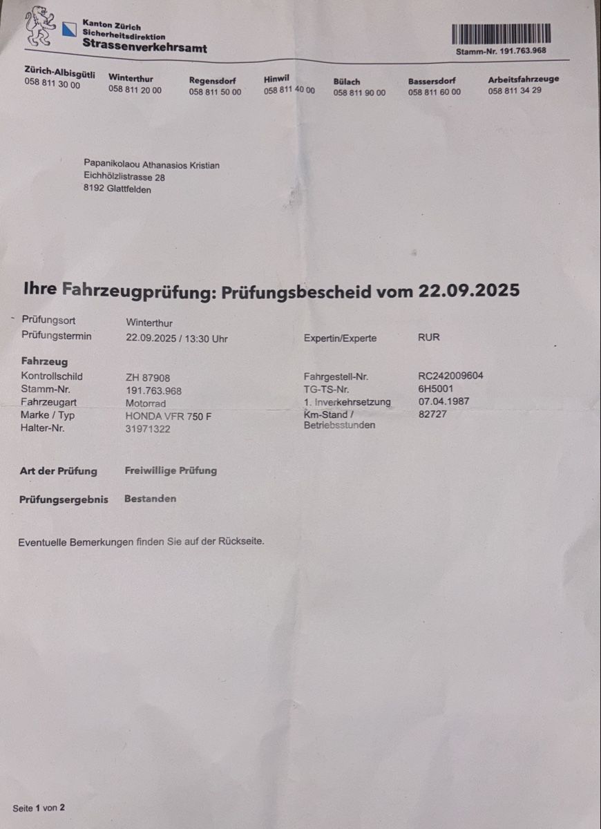 Honda Strada: Honda VFR 750 – Usato da Glattfelden venduto da Lektrolion 9