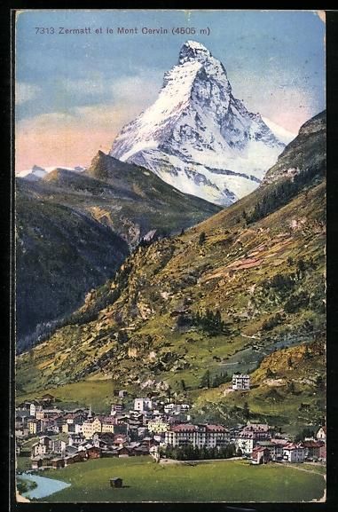 Cartoline postali: AK Zermatt, Et le Mont Oervin – Usato da Berlin venduto da bartko-reher