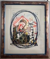 Expressives Clown-/Harlekin-Kunstwerk, limitiert 42/150, hoc