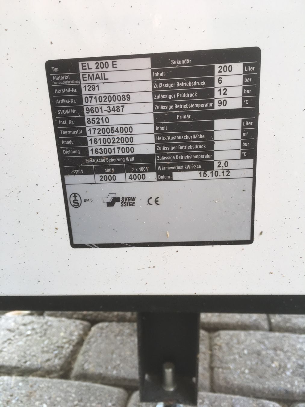 Sanitari: Schrankboiler BUMA – Usato da Aeschi b. Spiez venduto da Christoph016 2