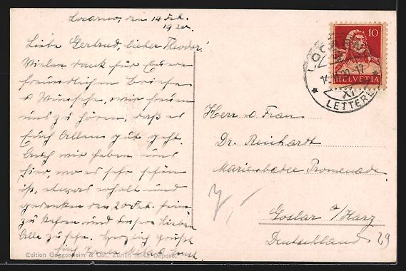 Cartoline postali: AK Brione, Ortsidylle, 1920 – Usato da Berlin venduto da bartko-reher 1
