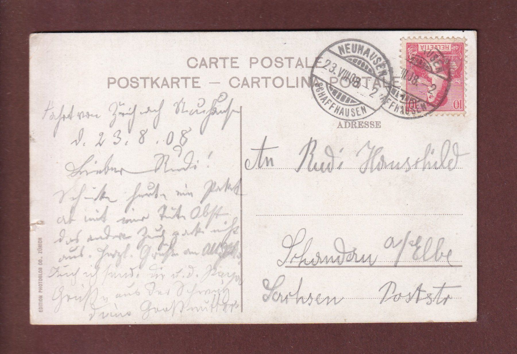 Cartoline postali: ZÜRICH - Limmatquai - 1908 – Usato da Pully venduto da nicecards 1