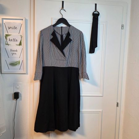 Vintage Damen Kleid Retro Elegant Cotton Stretch Gr L 40