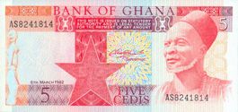 Ghana 5 Cedi 1982 P-19c UNC