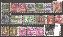 19 Werte mit Zentralstempel