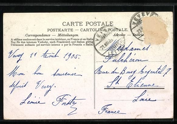 Cartoline postali: Vevey, Binnenschiff vor Anker liegend, P – Usato da Berlin venduto da bartko-reher 1