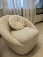 Sessel Teddystoff Creme mit Kissen neuwertig