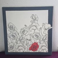 Mohnblumen Bild, handgemalt, Leinwand, neuwertig, 30x30cm