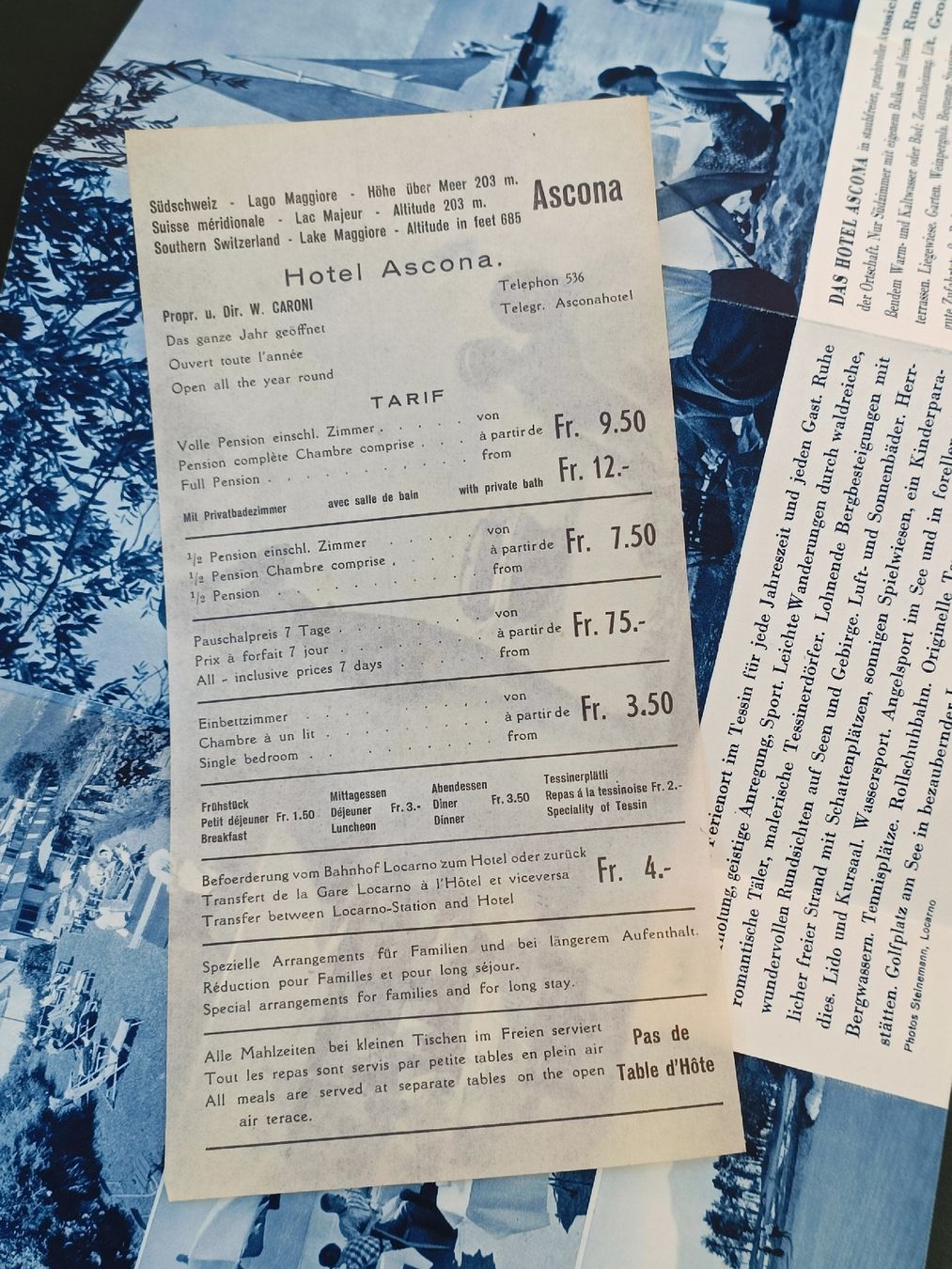 Documenti: Litho Prospekt / Hotel Ascona - Ascona Ausgabe ca. 1930 – Usato da Brugg AG venduto da Ente015 1