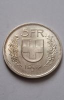 5 FRANKEN SILBERMÜNZE 1967 SEHR SCHÖN