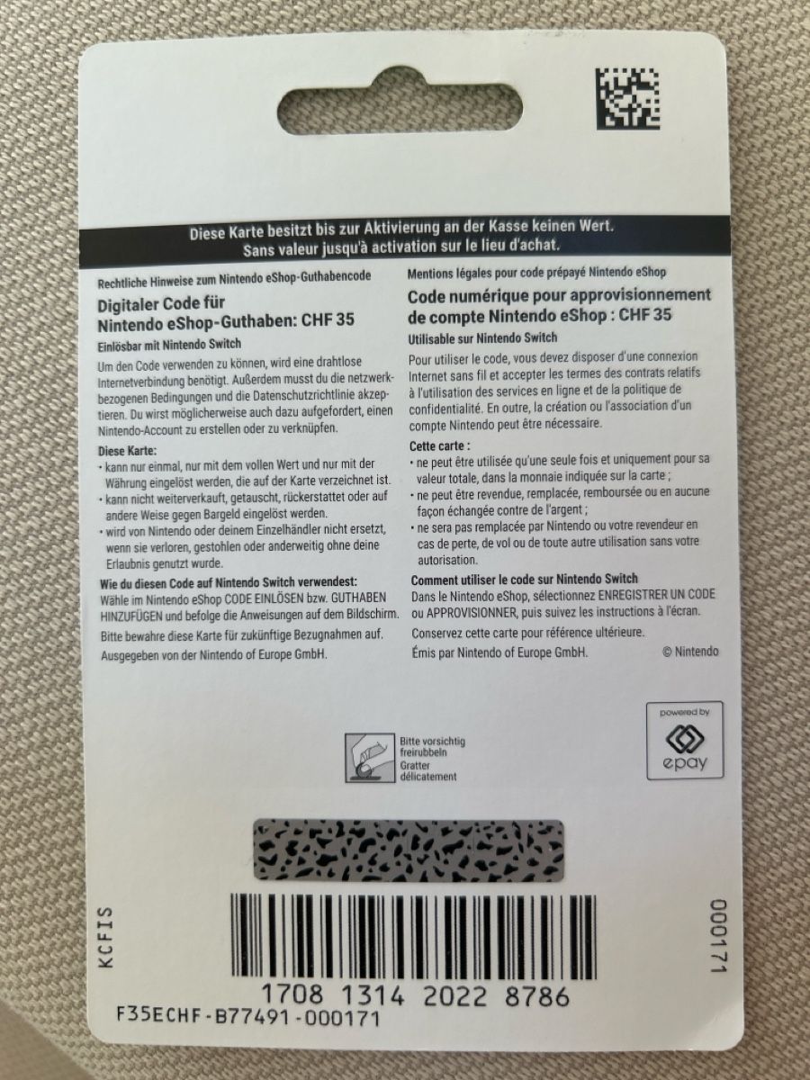 Buoni: Nintendo eShop Guthaben CHF 35 neu – Nuovo e nell'imballaggio originale da Eigenthal venduto da dog111 1