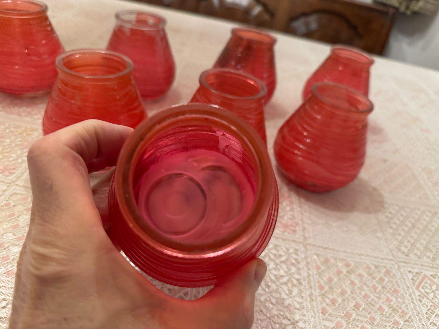 Portacandele: 8 rote  Teelichthalter, Windlichter, Glas gebraucht – Usato da Winterthur venduto da sportdisco2 7