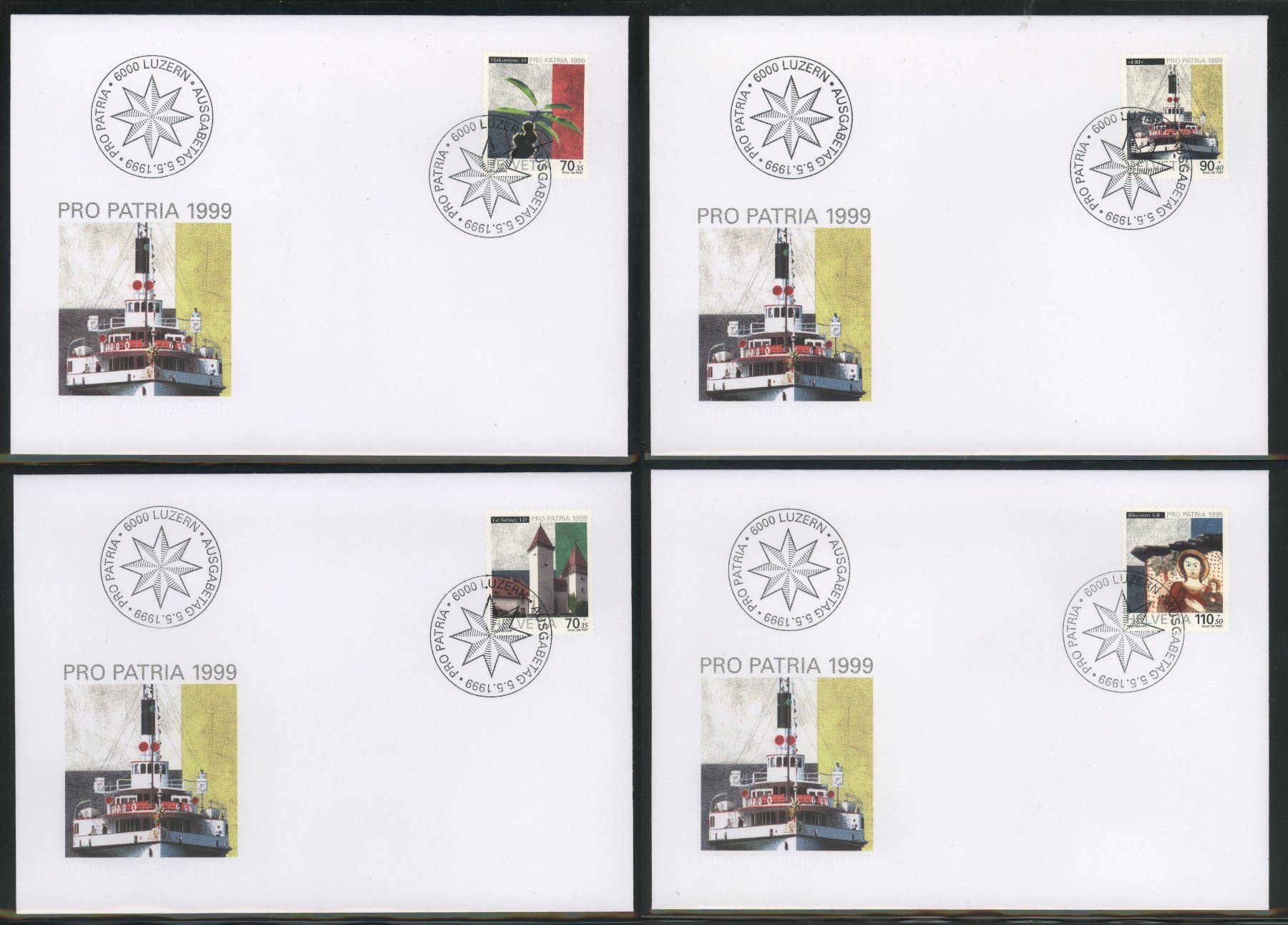 Tutti i francobolli: 1999, Pro Patria, FDC, Einzelmarken – Usato da Willisau venduto da Vollstempel