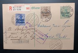 BES. BELGIEN R-BRIEF ZENSIERT, HEYST - TROIS - PONTS 1916