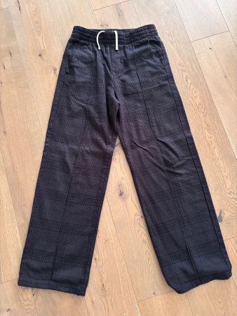 Schwarz Karierte baggy Stoffhose