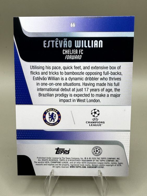 Estêvão Willian | Rookie Karte | Topps UCC Club | Chelsea (Gebraucht ...