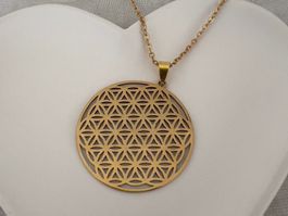 Pendentif fleur de vie sur long collier