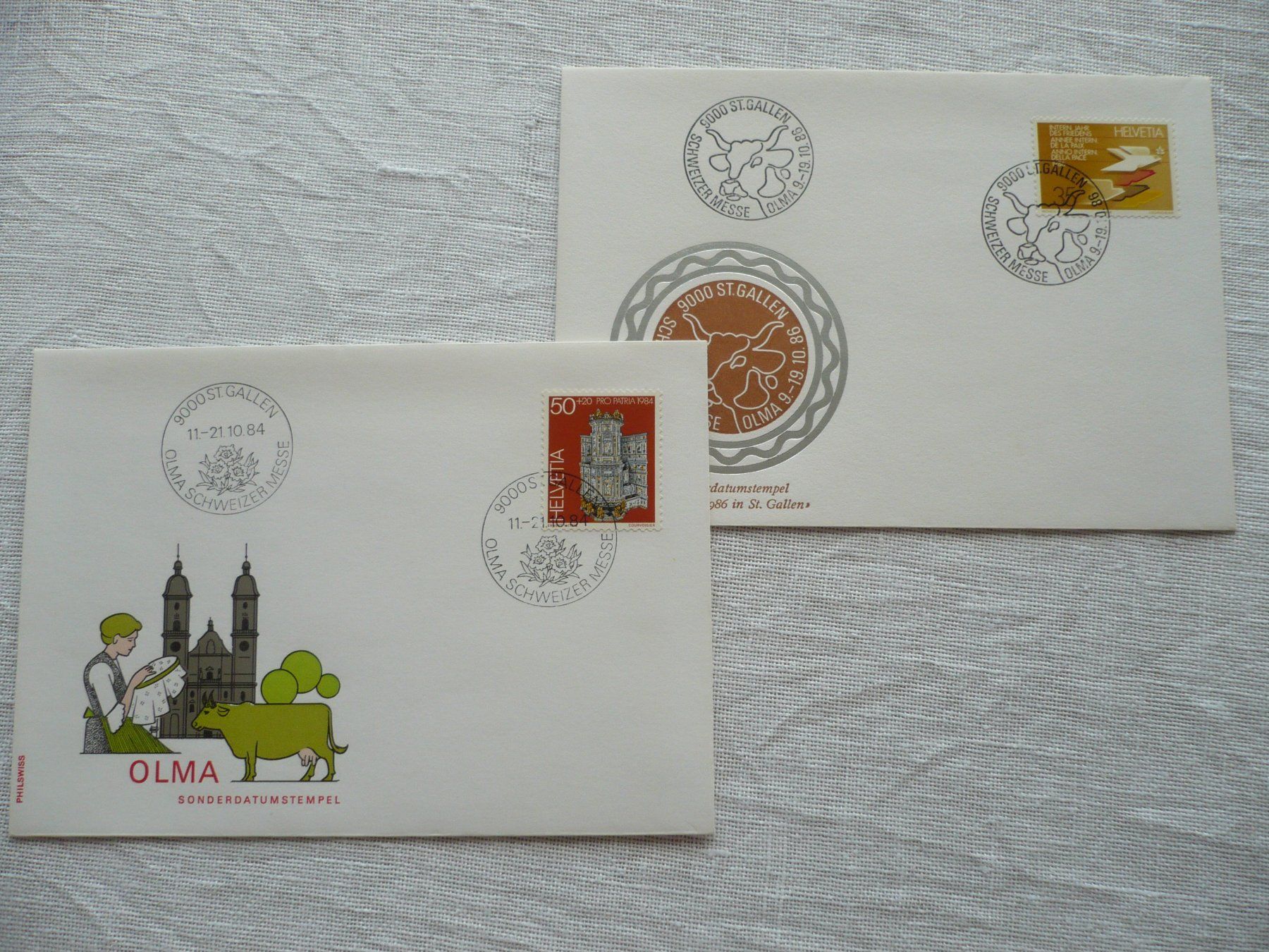 Tutti i francobolli: 1984 - 86 2 Belege OLMA – Usato da Zürich venduto da saltandpepper008