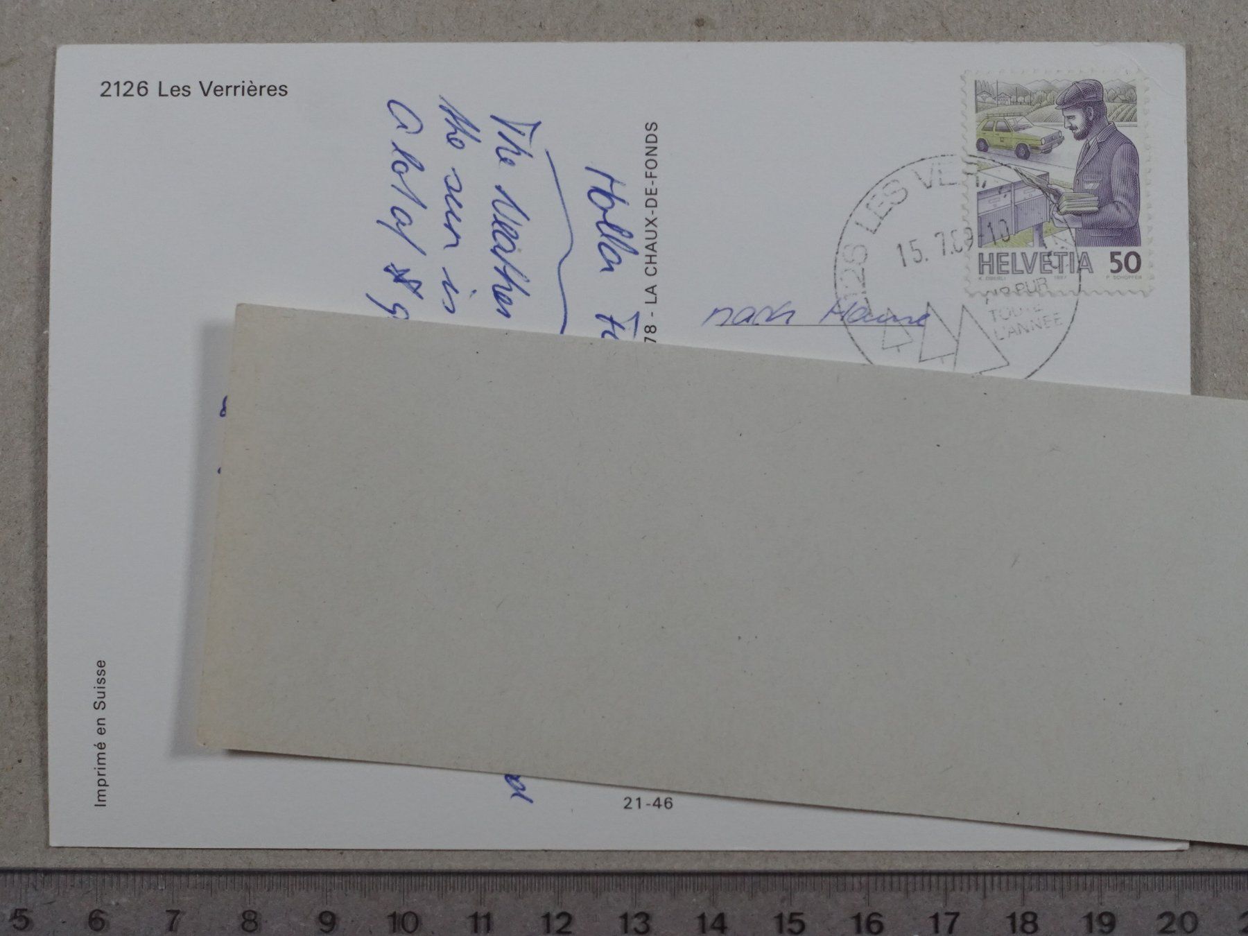 Cartoline postali: Les Verrières, 1989 – Usato da Lenzburg venduto da fh1 1