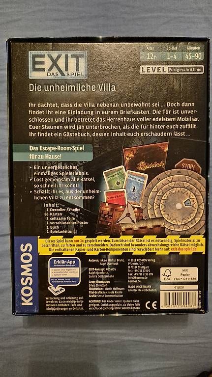 Giochi: Exit - Das Spiel - Die unheimliche Villa – Usato da Sevelen venduto da SSinaWWieland 1