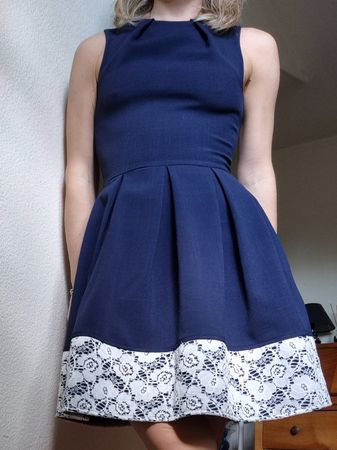 Abito blu con pizzo bianco, Closet, taglia XS