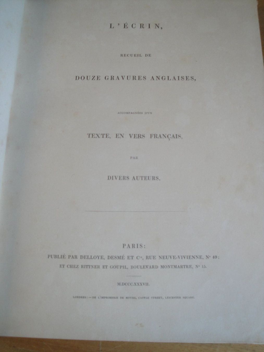 Stiche: L  ECRIN 1836 mit exqu. Stahlstiche – Gebraucht aus Trachslau von post35 2