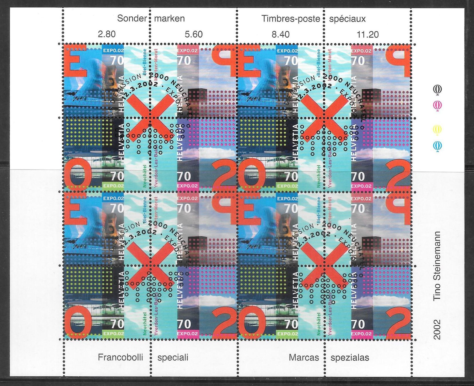 Tutti i francobolli: Kleinbogen OZ 139 Expo 2002 ET Neuchâtel 12.3.2002 – Nuovo (secondo la descrizione) da Olten venduto da clotaldi