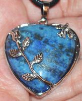 Halskette D-231 – Herz mit Blume – Lapislazuli - ca. 35x34mm