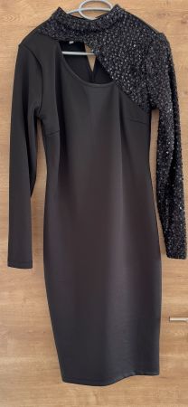 Schwarzes Partykleid mit Pailletten, Grösse 38