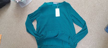 Fransa Tunika Shirt Neu Grün Punkte Gr. M Top Damen