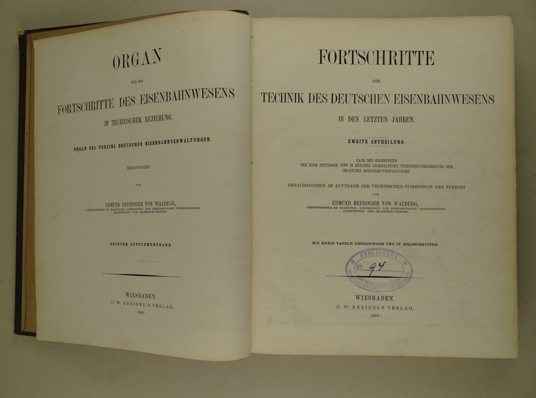 Libri: FORTSCHRITTE DES EISENBAHNWESENS 1869 – Usato da Grüningen venduto da Kartensammler 4