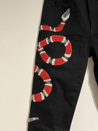 Jeans Gucci Noir Serpent Rouge Taille 26