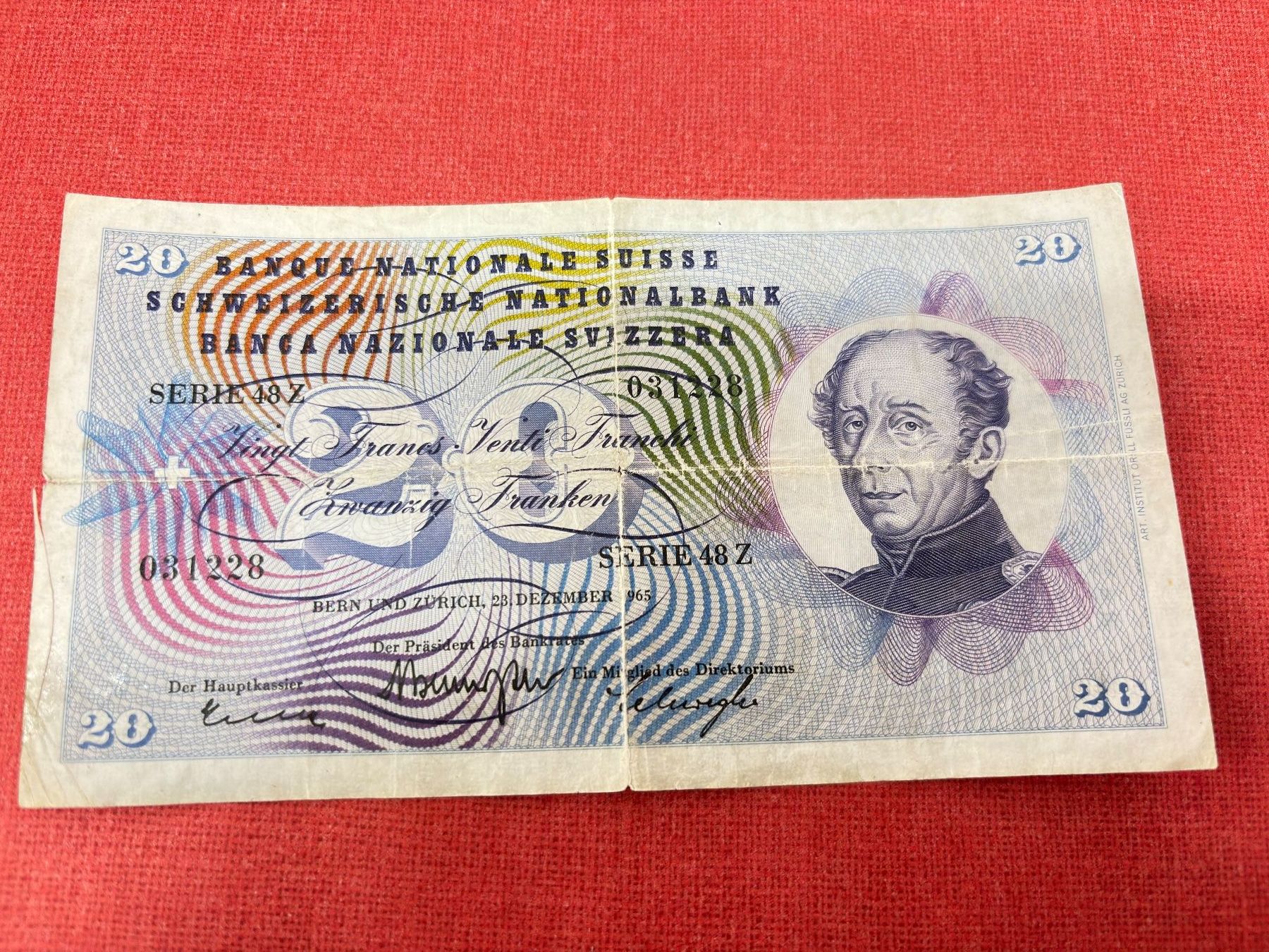 Banconote: 20 Franken Banknote 1965 gebraucht – Usato da Ormalingen venduto da digital09