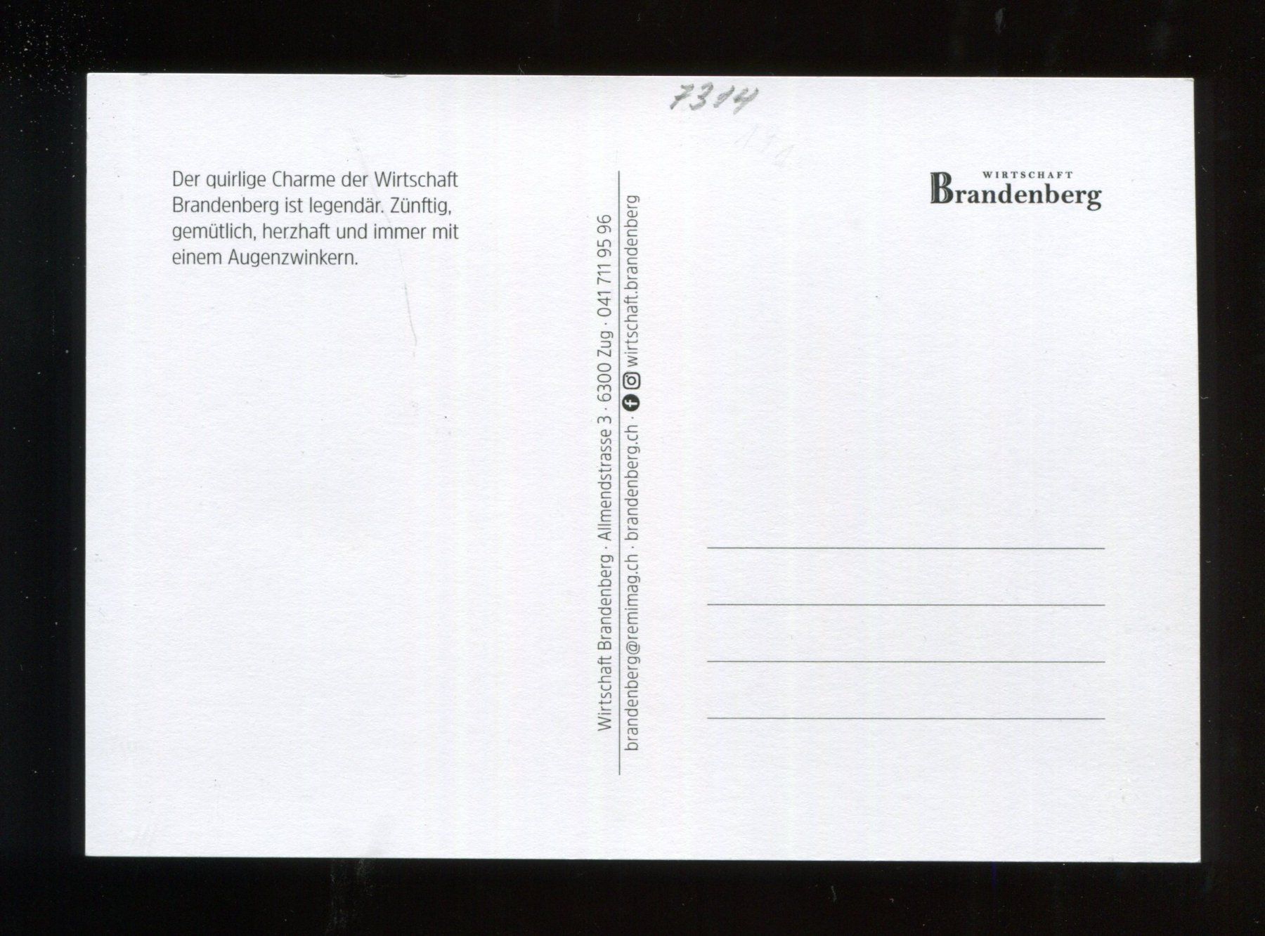 Cartoline postali: Zug, Wirtschaft Brandenberg – Usato da Aarau venduto da Elmaar41 1