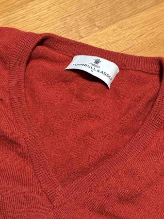Turnbull & Asser V-Neck Sweater, Cashmere, Size M