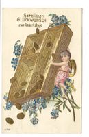 Herzlichen Glückwunsch zum Geburtstag - Engel - Präge-Litho