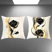 🖤 Kissenbezüge Schwarz-Gold Rosen – 2er-Set 🌹✨