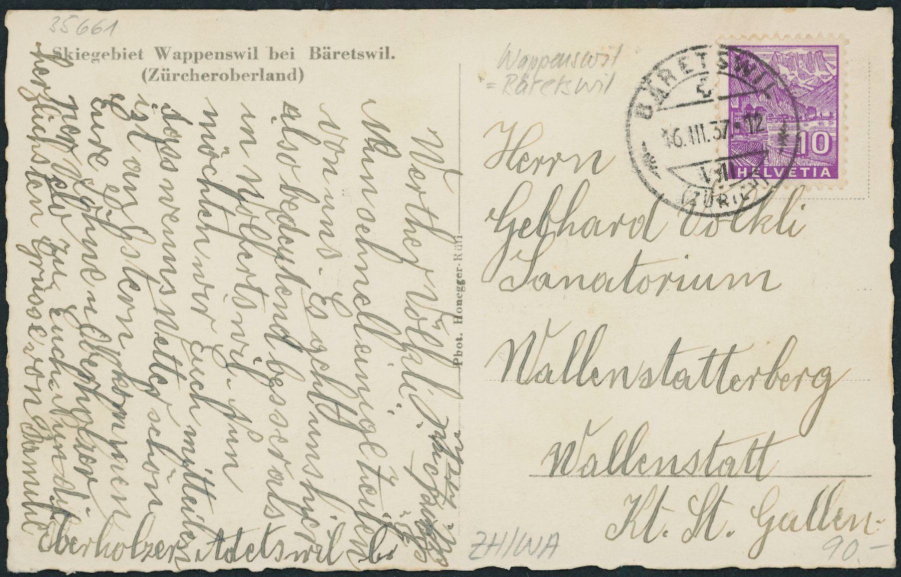 Cartoline postali: ZH Wappenswil - Bäretswil – Usato da Schindellegi venduto da stationary 1