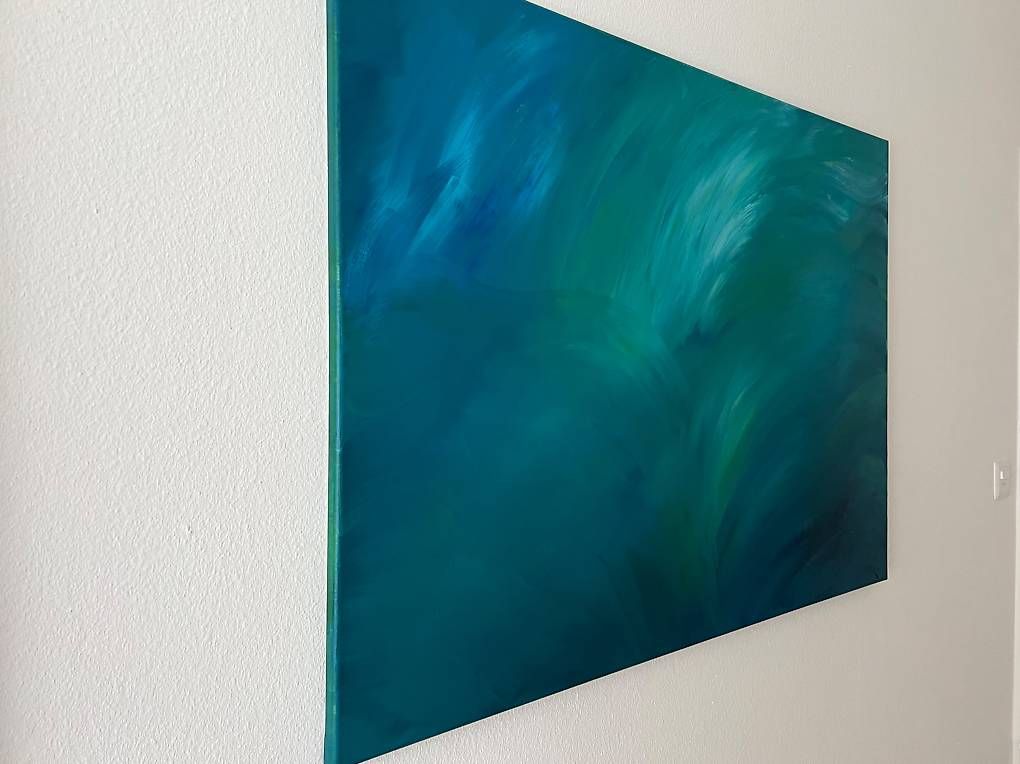 Dipinti: 110x80cm Bild grünblau "Grünschimmer" – Nuovo e nell'imballaggio originale da Urdorf venduto da manuela4 4