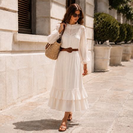 ZARA Boho Maxikleid Crème Kleid Midukleud 38-40 NEU 119