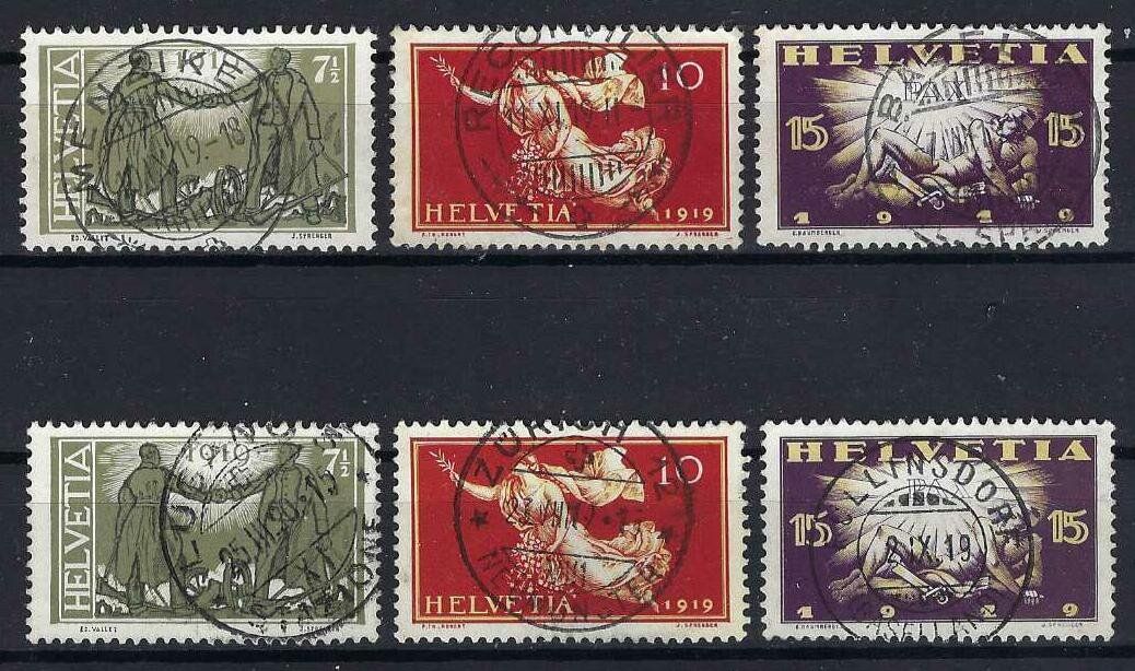 Tutti i francobolli: 1919 Zwei Serien Friedensmarken gest. – Usato da Hitzkirch venduto da walti1959
