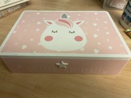 Süsse rosa Einhorn Holzkassette/Box für Mädchen