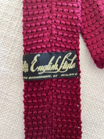 👔 Cravate Knit Vintage Italienne en Soie – Bordeaux 1970-80
