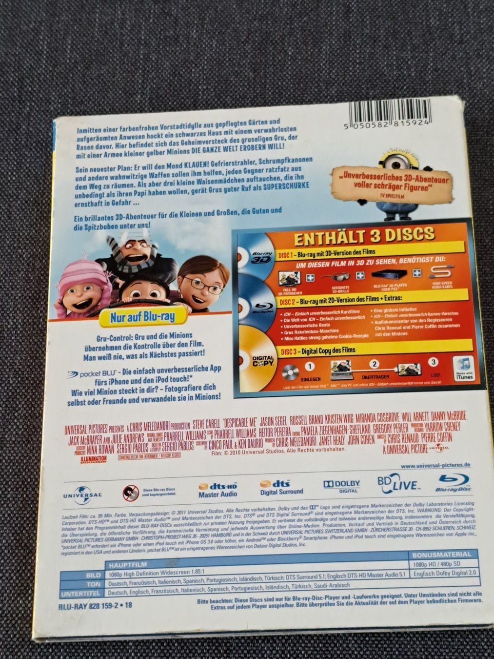Tutti i DVDs: Ich einfach unverbesserlich, Blu-Ray, 2 Disc Edition (2D+3D) – Usato da Unterseen venduto da Kanica 1