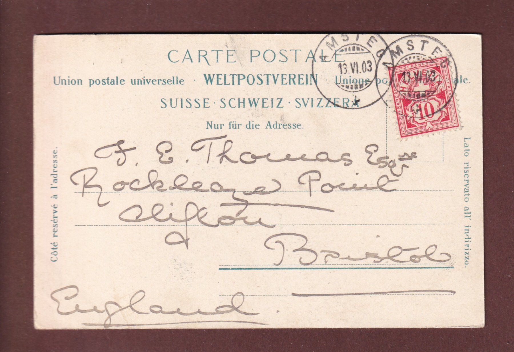 Cartoline postali: AMSTEG - Gotthardbahn - 1903 – Usato da Pully venduto da nicecards 1